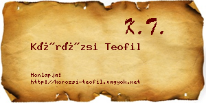 Körözsi Teofil névjegykártya